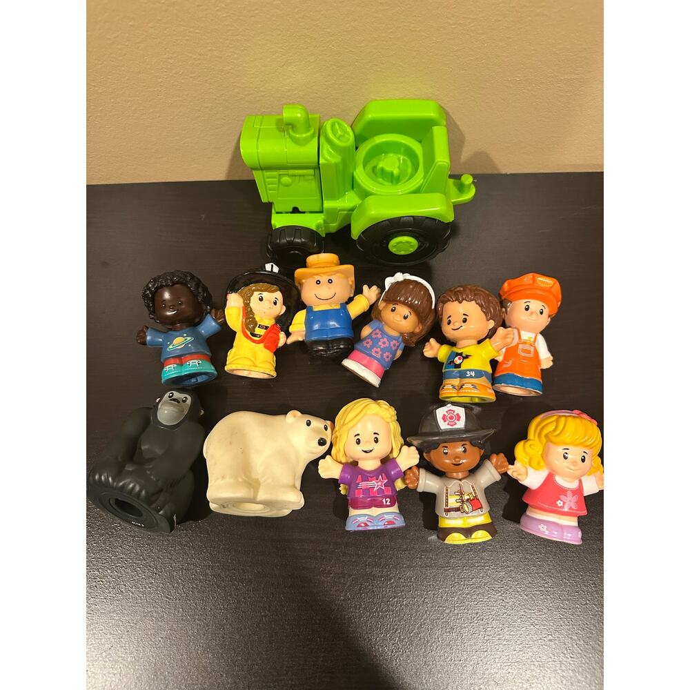 Lot Of 11 Little People Figures - 9 People, Animals Farmer, Fire Girl boy truck